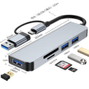 NÖRDIC USB Hubb 5ports 2xUSB-A 2.0 1xUSB-A 3.0 1xTF 1xSD