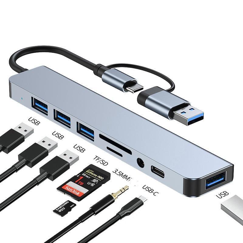 NÖRDIC USB Hubb 8ports 3xUSB-A 2.0 1xUSB-A 3.0 1xUSB-C 3.1 1xSD 1xmicroSD 1xAudio