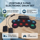 NÖRDIC USB MIDI Electronic Portable Drum Roll Up Pad 9 Pad  Built in Speaker Headphone Jack Dual Pedals
