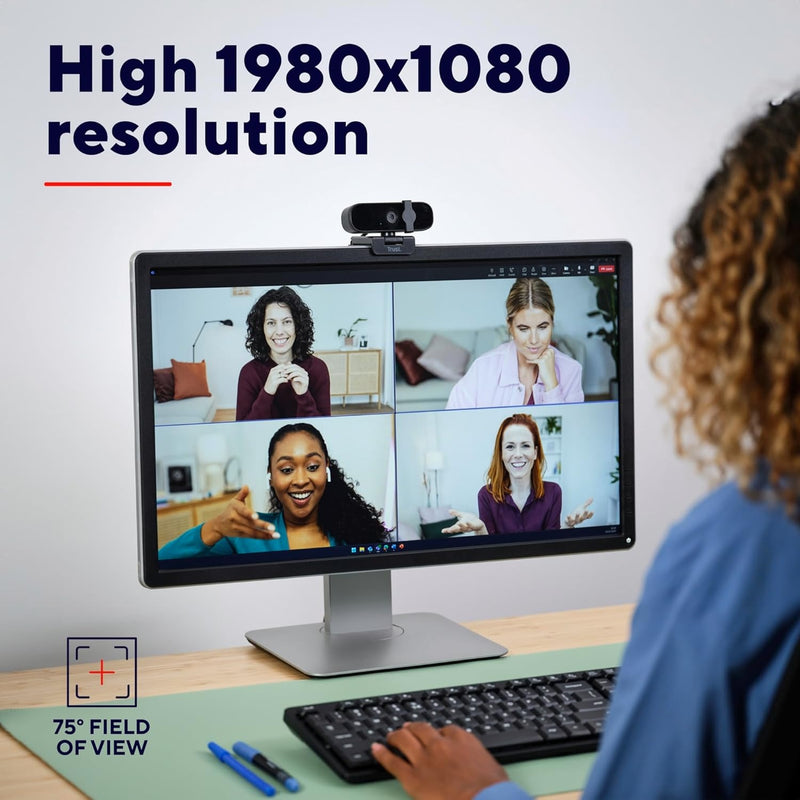 NÖRDIC USB Webcam Full HD 1080p 30fps med mikrofon roterbar 360grader bas och 45grader tilt 2MP