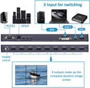 NÖRDIC Video Wall Controller 3x3, TV-väggprocessor, 4K@30Hz HDMI multi-skärm skarvningsprocessor med HDMI + DVI + USB-C ingång