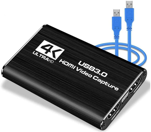 NÖRDIC Video capture adapter USB3.0 HDMI output 4K 60Hz HDMI med Loop Mikrofon och audio out HDMI Signal Loop Out