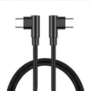 NÖRDIC Vinklad USB-C till vinklad USB-C kabel 60W för synkning och snabbladdning svart 2m