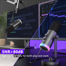 NÖRDIC XLR/USB Dynamic Microphone Kit, RGB Adjustable Boom Arm Stand for Streaming, Gaming, Voice-Over, Recording
