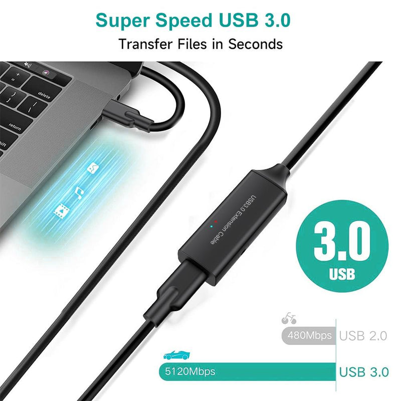 NÖRDIC aktiv 10m USB-C 3.0 SuperSpeed 5Gbps förlängningskabel hane till hona