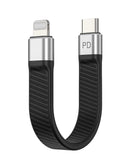 NÖRDIC kort flatkabel 14cm USB-C till Lightning snabbladdning PD18W chipset C94