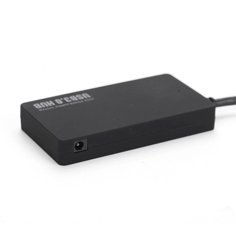 NÖRDIC powered 4-ports hubb USB 3.0 5Gbps med individuell switch 25cm kabel aluminium svart med nätdel