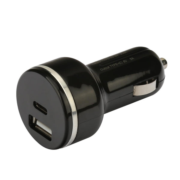 NÖRDIC snabb billaddare USB C Power Delivery 18W och USB A Quick Charger QC3.0 18WUSB Car charger Type C 18W+QC3.0 18W