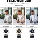 NÖRIDC HD 4K Webcam PC and Laptop, 360° Adjustable with Auto Focus, 3-Color Touch Lighting for Video Calls, Live Streaming and Remote Work