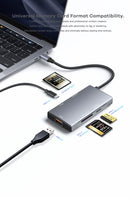 Nördic 1 to 5 USB-C Card Reader 1xSD 4.0 UHS-II, 1xMiniSD 4.0 UHS-II, 1x CFExpress A, 1x USB-C 3.2 10G, 1xUSB-C 3.2 10G