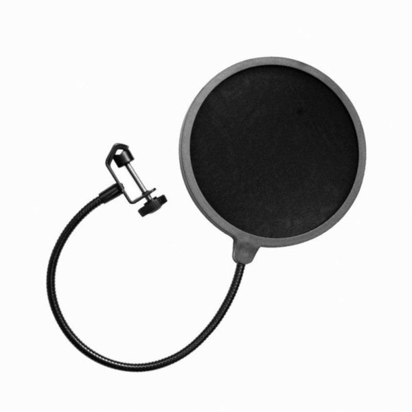 Popfilter för mikrofonstativ puffskydd med svanshals dubbla lager 13cm