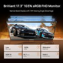 Portable USB 17,3" Monitor 1920×1080 FHD HDR IPS Kickstand Monitor for Laptop, HDMI USB C External Second Screen for PC/Mac/PS3/4/5/Xbox