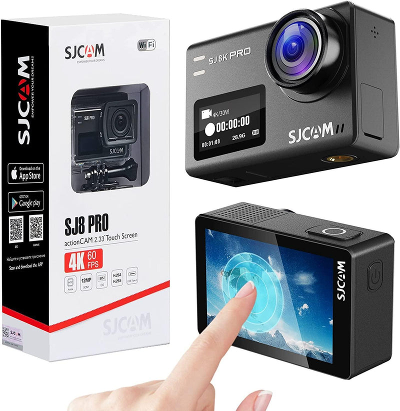 SJCAM SJ8PRO 4K 60FPS Actionkamera, 8x zoom, gyroskopisk satbilisering, Wifi. Touchskärm