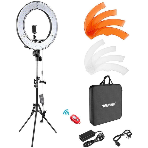 Studio LED Ringlampa selfie 48cm diameter dimbar justerbar med bredd av färger och 2m stativ Ring light