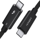 iVANKY Thunderbolt 5 kabel 1m Intel Certifierad, 80Gbps Dataöverföring, 120Gbps Bandbredd,  240W Laddning, Dubbla 8K Skärmar, Kompatibel med MacBook M4 TB4/DP2.1/USB4