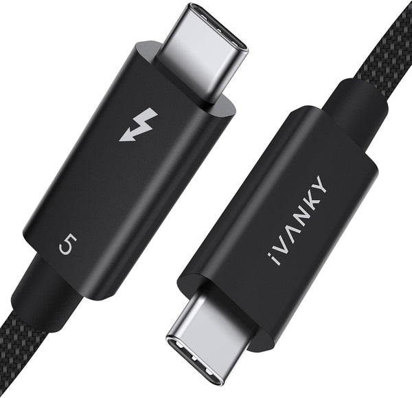iVANKY Thunderbolt 5 kabel 1m Intel Certifierad, 80Gbps Dataöverföring, 120Gbps Bandbredd,  240W Laddning, Dubbla 8K Skärmar, Kompatibel med MacBook M4 TB4/DP2.1/USB4