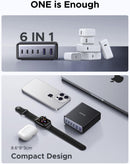 UGREEN 100W USB-C Laddstation, 6-Portars GaN Skrivbordsladdare med 4 USB-C & 2 USB-A, Smart Strömfördelning