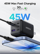 UGREEN 5-Port 45W USB-C Fast GaN Charger Block, PD/PPS/QC with 4 USB C Port for iPhone 17/16/15, Galaxy S26/S25/S24/S23, iPad, MacBook Neo/Air