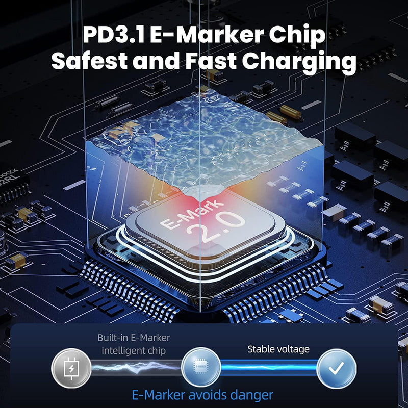 USB-IF Certified USB4 PD 3.1 240W snabbladdning 40Gbps 8K60Hz 1m med E-Marker