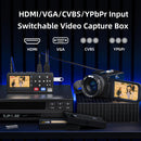 Video to Digital Converter 4K HDMI/CVBS/VGA/YPBPR Inputs Video Recorder Capture from VCR, DVD, VHS Tapes, Hi8, Camcorders  4K capture 1080P 60pfs