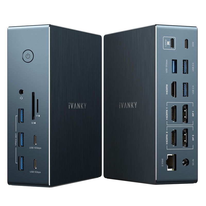 iVANKY 20-in-1 DisplayLink Docking Station for MacBook Pro/Air FusionDock Pro 2, Triple 4K@60Hz Monitor Display for M1/M2/M3/M4/M5 MacBook/Windows, 180W Power, 2.5GbE, HDMI, DP, 10Gbps